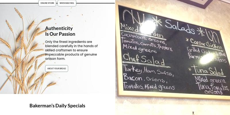 Hudson Bread division of Prestige Bread Co. Menu