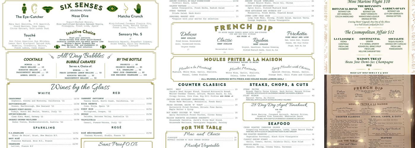 Maison Pickle Menu