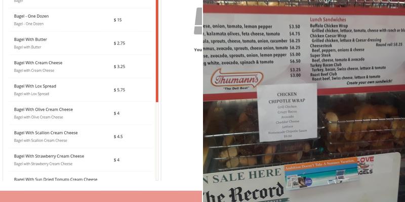 Bagelicious Menu