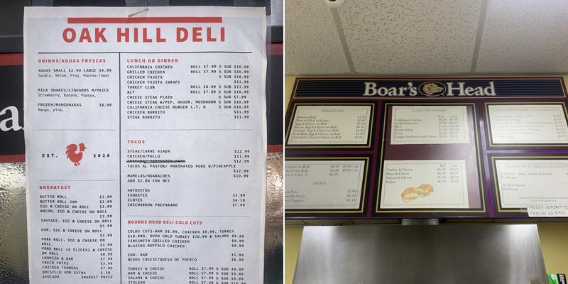 Oak Hill Deli Menu
