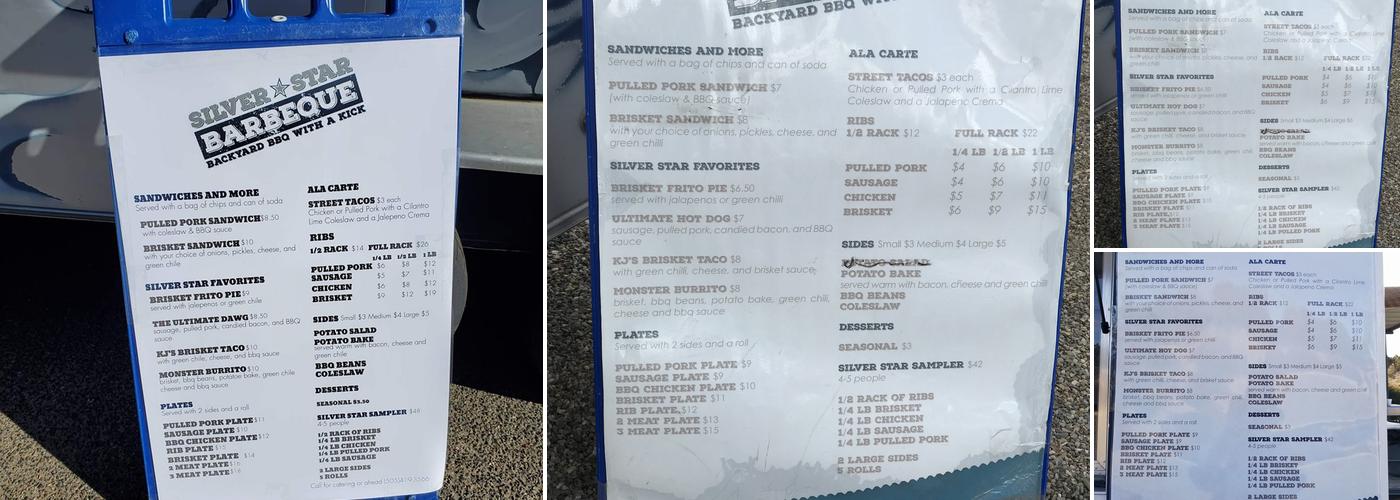 Silver Star Bbq Menu