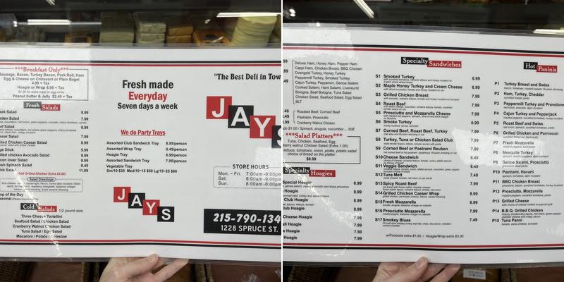 Jay's Deli Menu