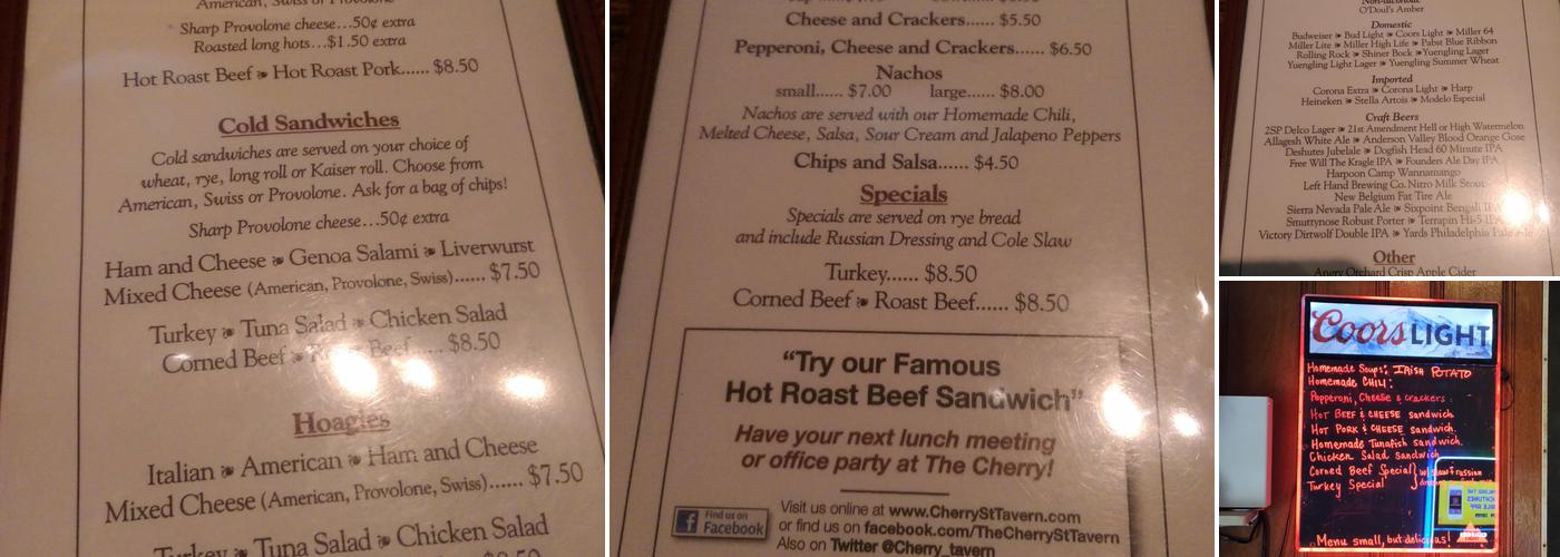 Cherry St. Tavern Menu