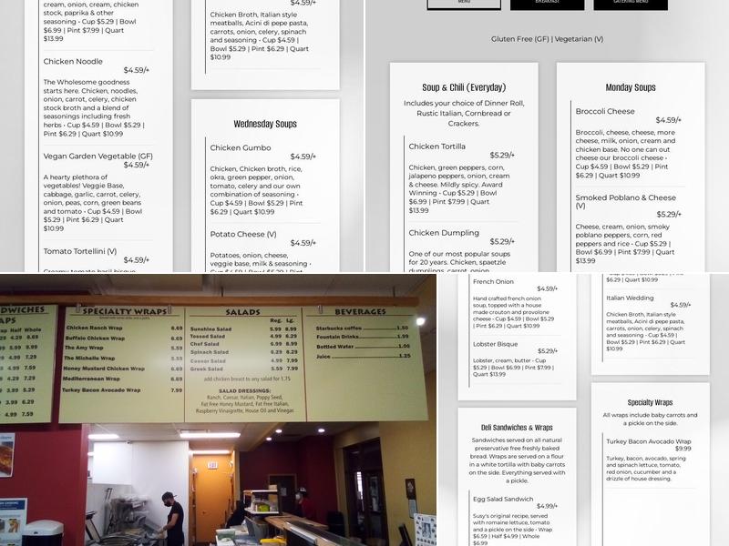 Susy's Soup & Deli Reserve Square Menu