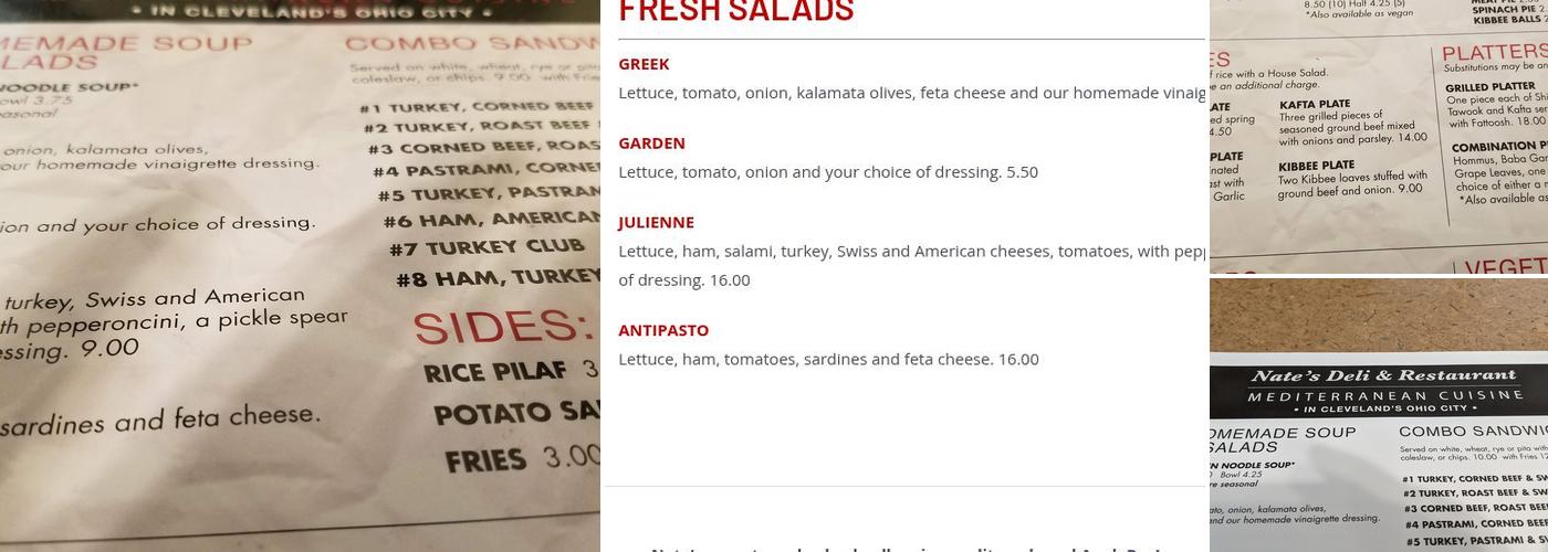 Nate's Deli & Restaurant Menu