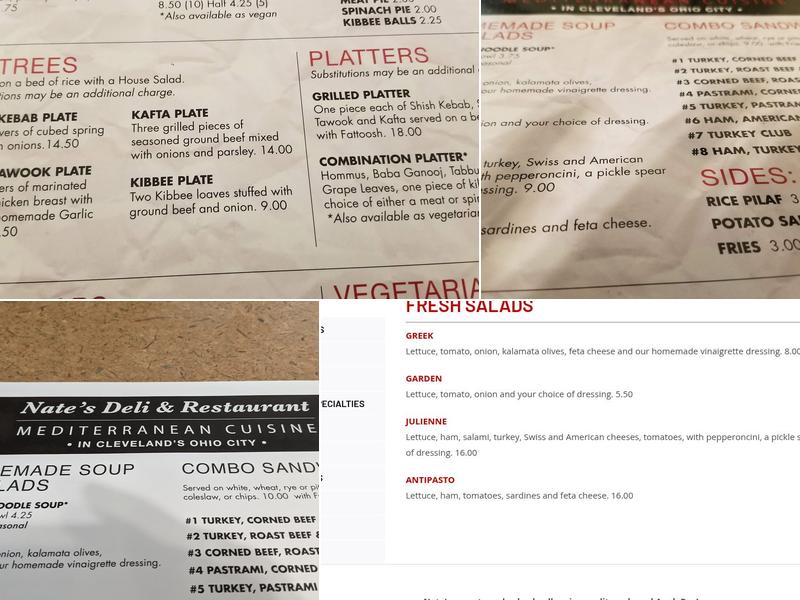 Nate's Deli & Restaurant Menu