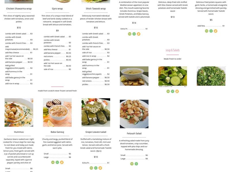 Olive Mediterranean Grill Menu