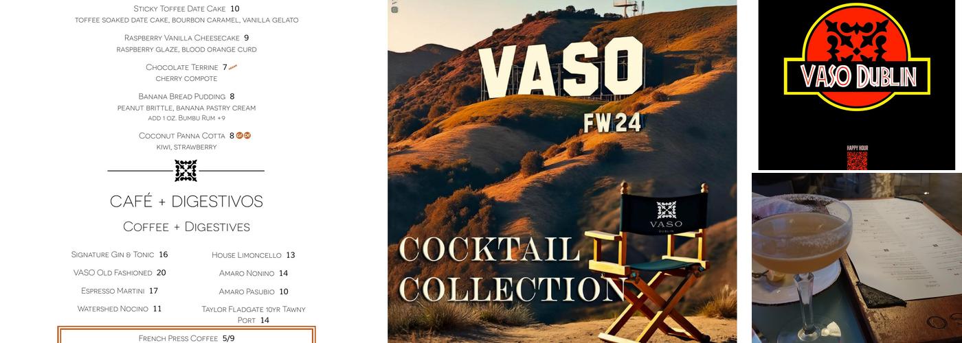 VASO Rooftop Lounge Menu