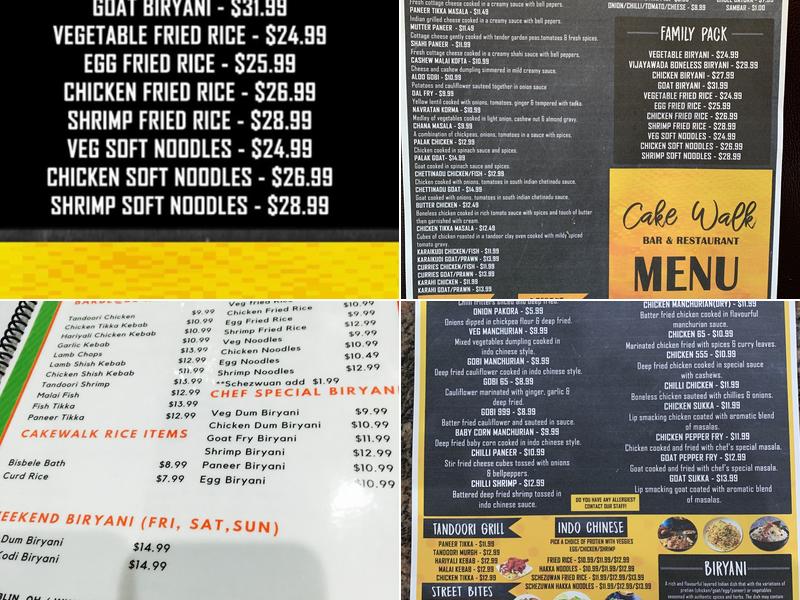 Cake Walk Indian Restaurant And Bakery Menu