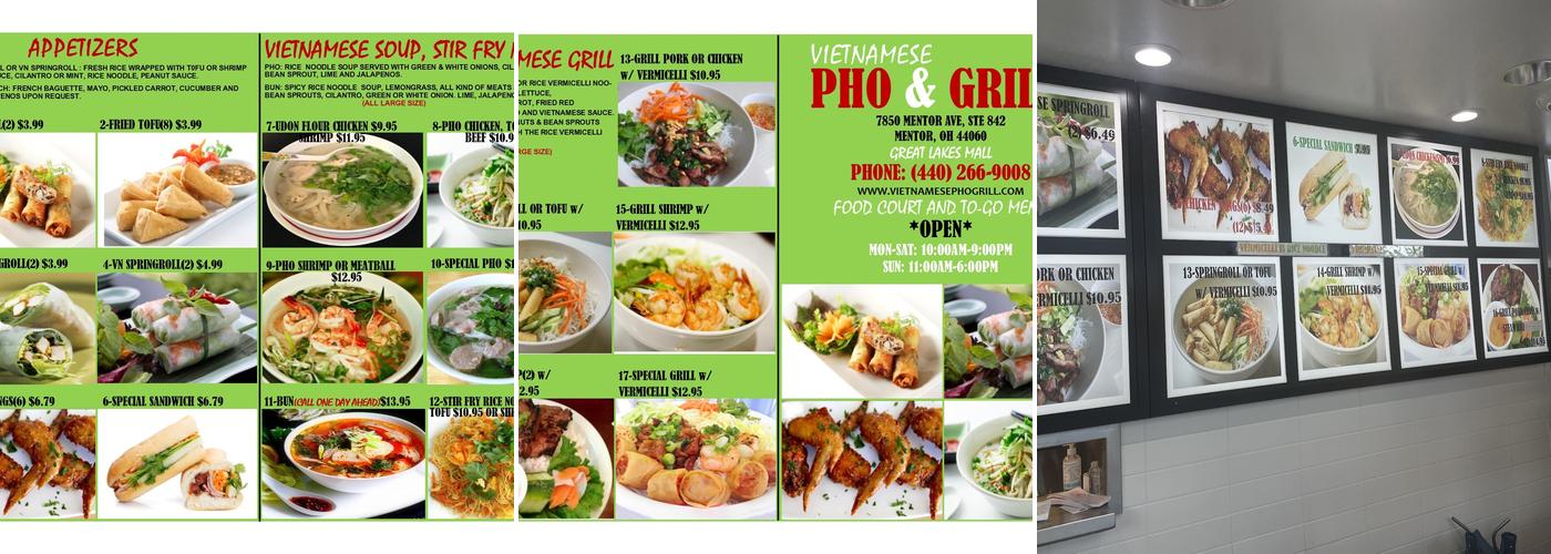 Vietnamese Pho & Grill Menu