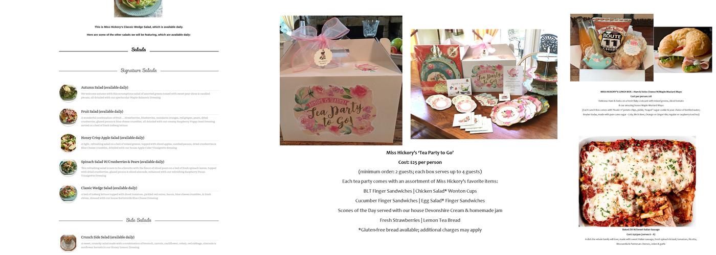 Miss Hickory’s Tea Room Menu