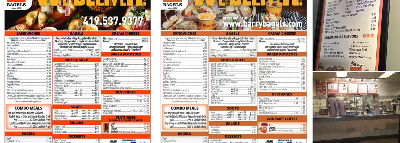 Barry Bagels Toledo Menu