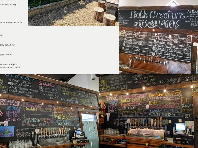 Noble Creature Wild Ales & Lagers Menu