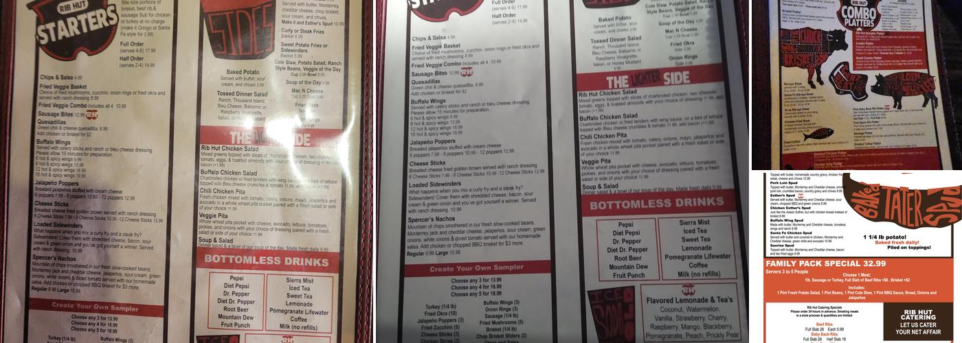 Rib Hut Menu