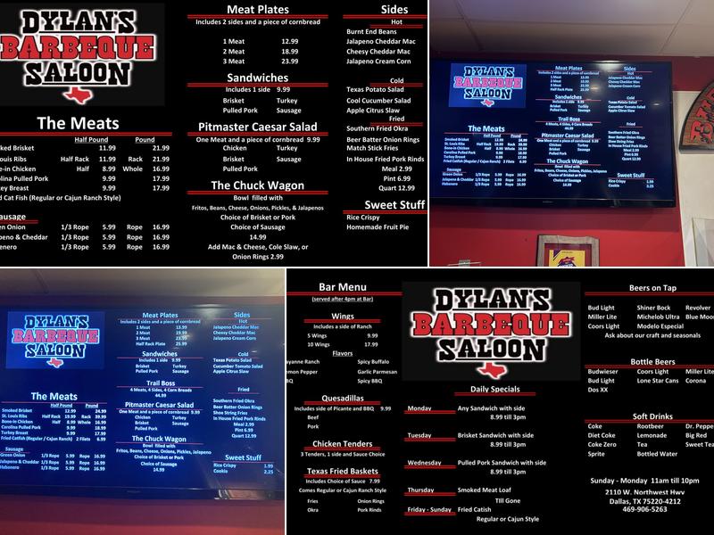 Dylan's Barbeque Saloon Menu