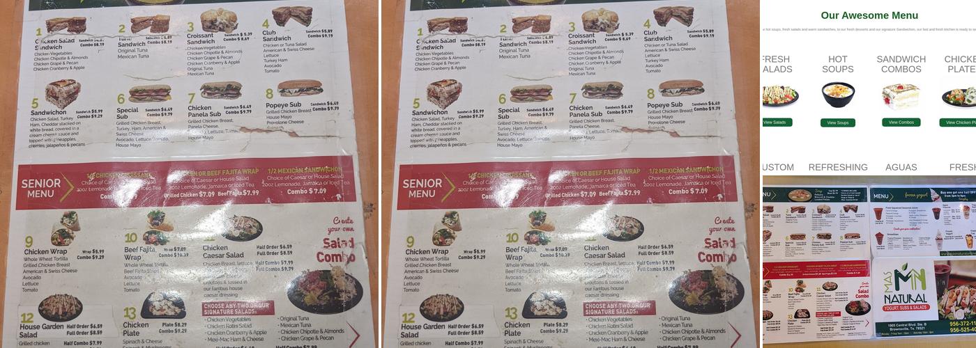Mas Natural Menu