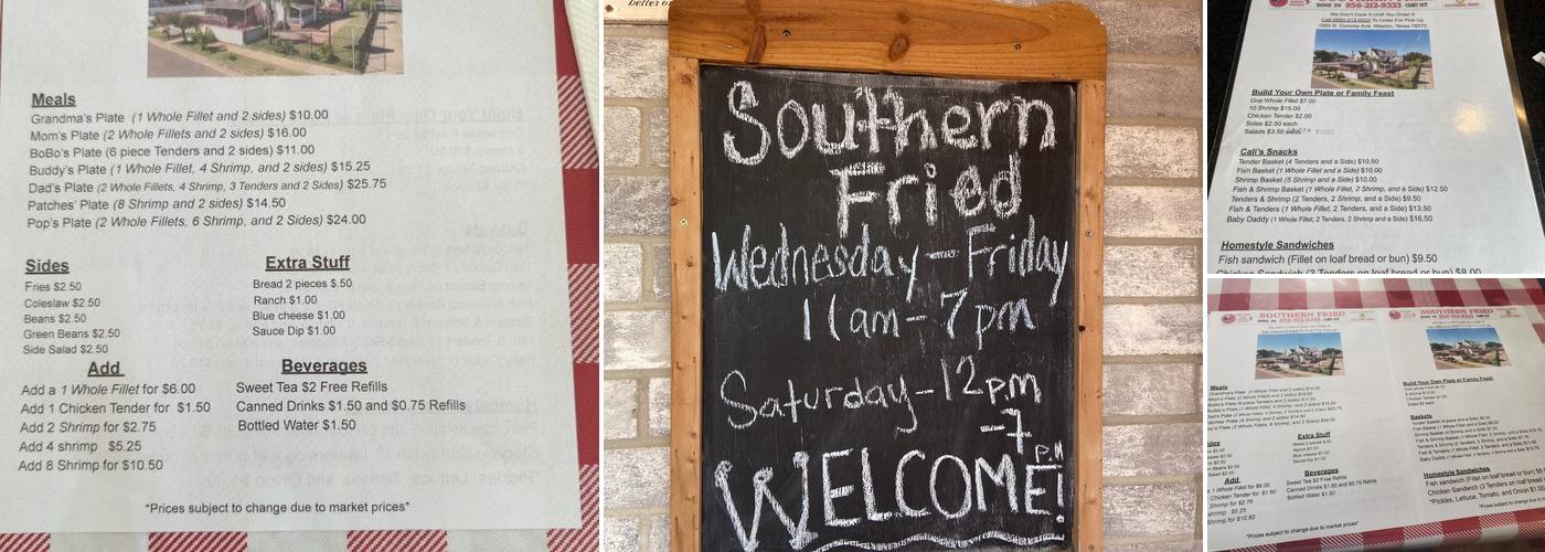 Southern Fried Menu