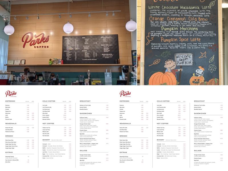 Parks Coffee Roastery & Cafe Menu