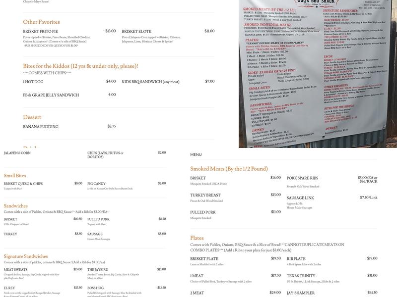 Jay’s BBQ Shack Menu