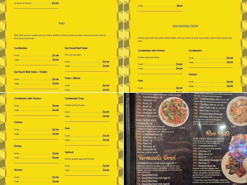 Fabulous Pho Menu
