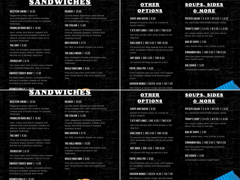 Hollywood Corners Menu