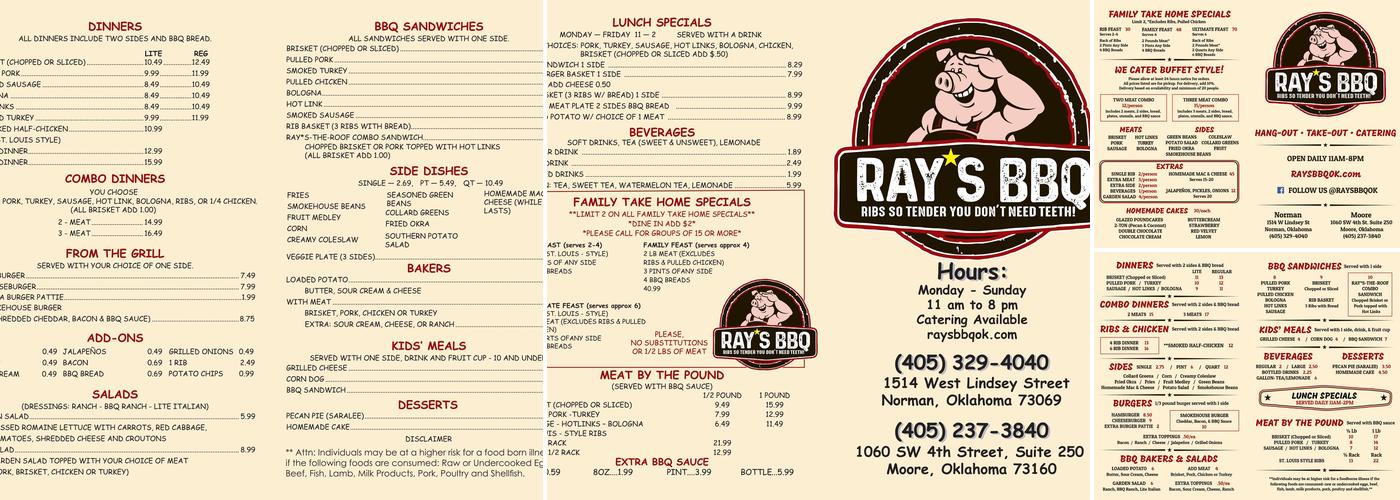 Ray's BBQ Menu