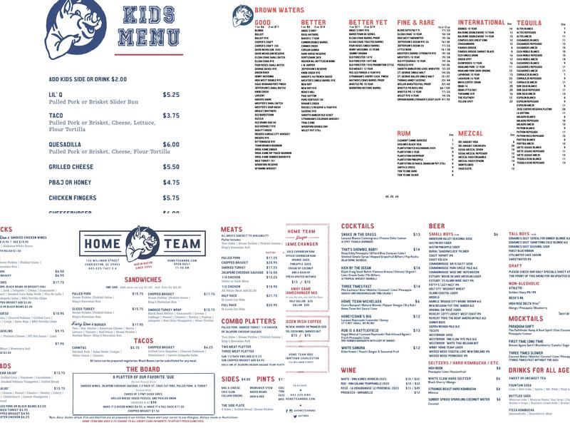 Home Team BBQ Menu