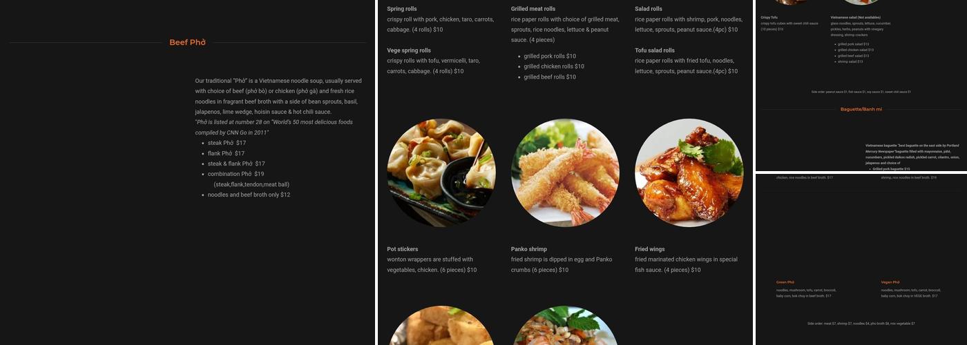 Pho.com Vietnamese Cuisine Menu