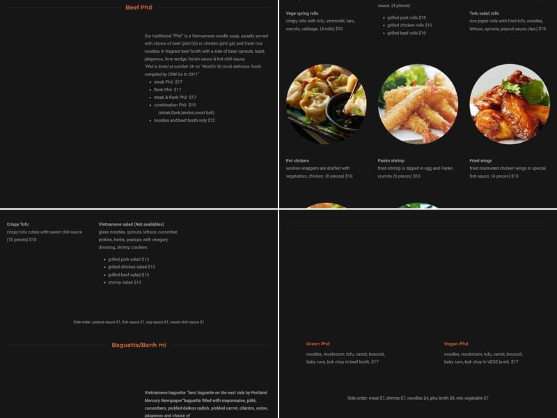 Pho.com Vietnamese Cuisine Menu