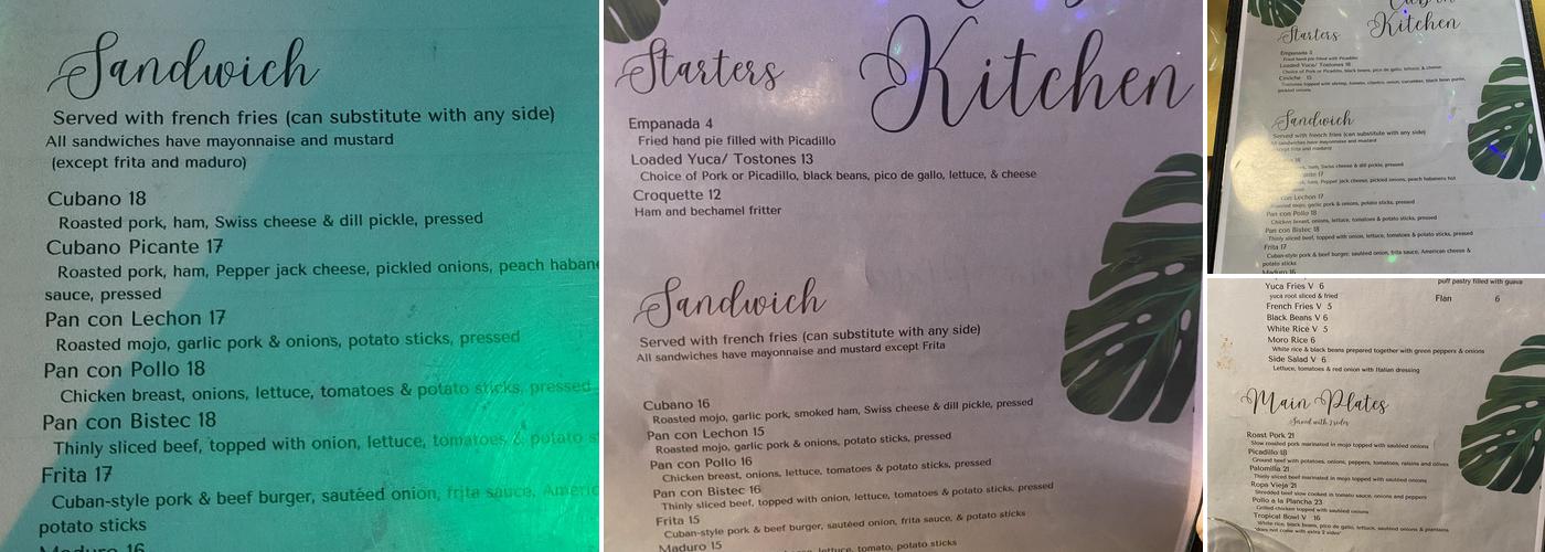 Cuban Kitchen Menu