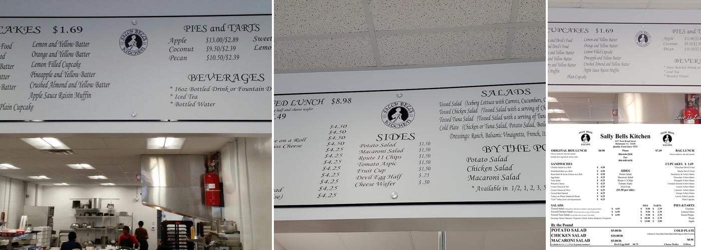 Sally Bell's Kitchen Inc Menu