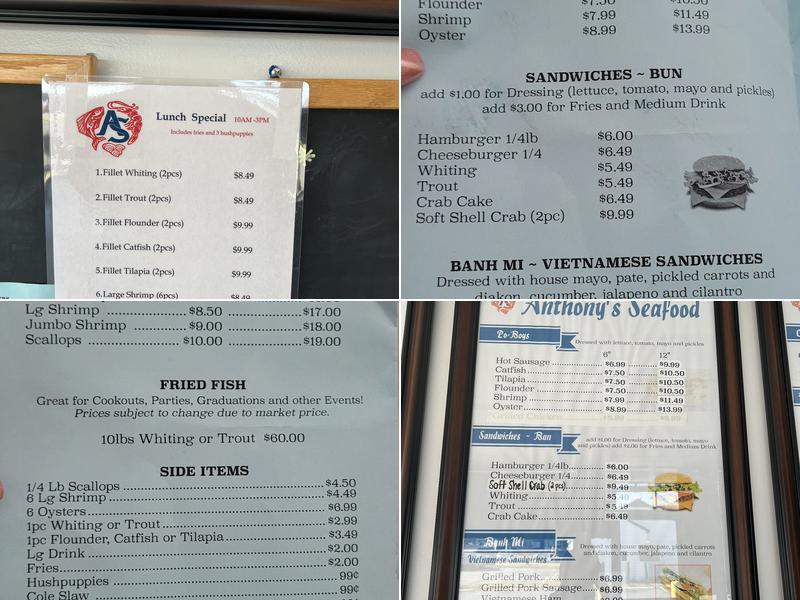 Anthony's Seafood Menu