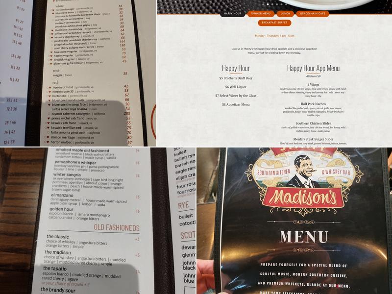 Montpelier Restaurant and Bar Menu