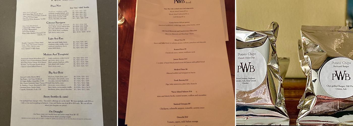 Providence Wine BAR Menu