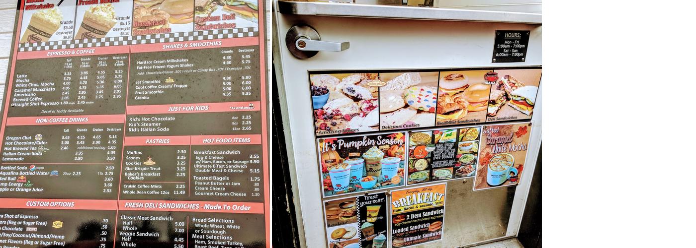 Cruisin Coffee Iowa Menu