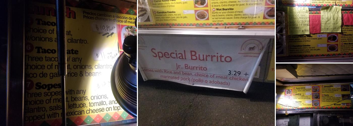 Taqueria El Corral Menu