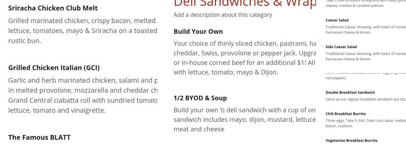 Take 5 Urban Market Menu