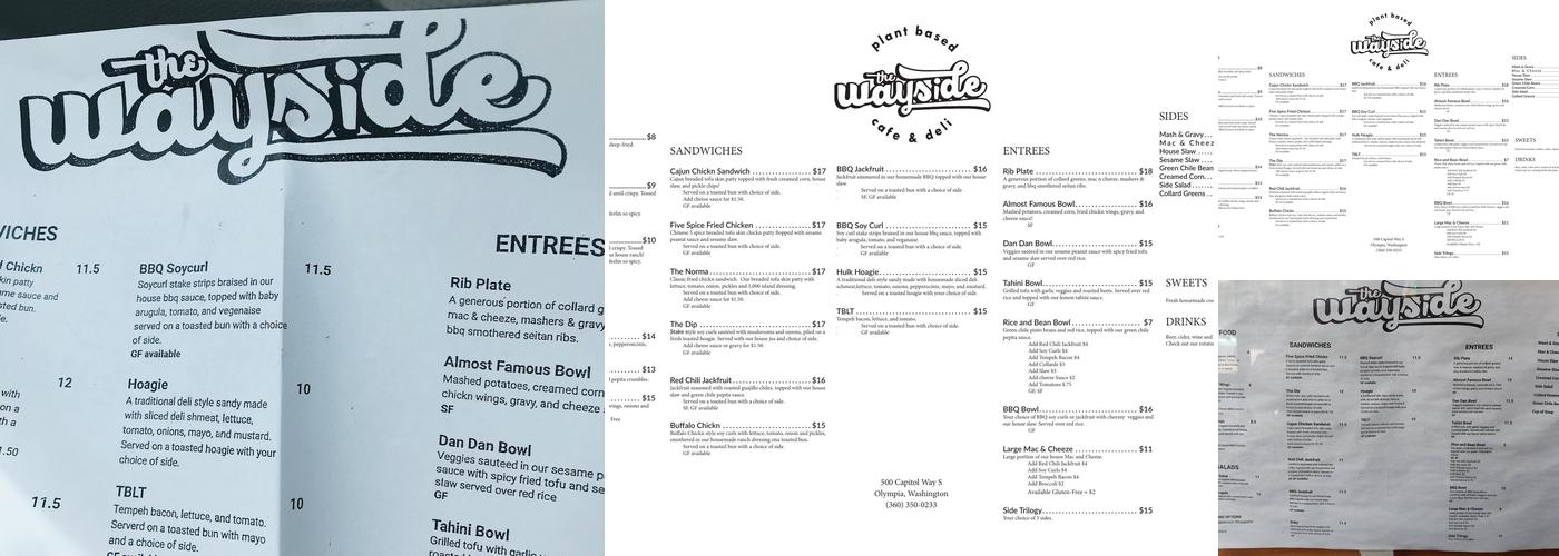 Wayside Cafe and Deli Menu