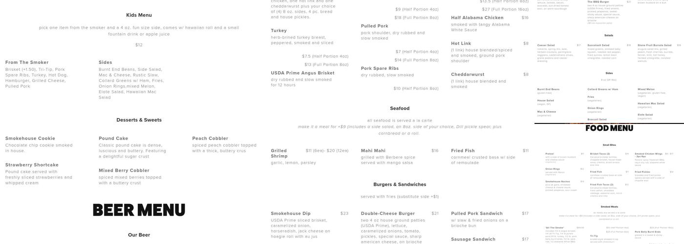 Urban Roots Brewery & Smokehouse Menu