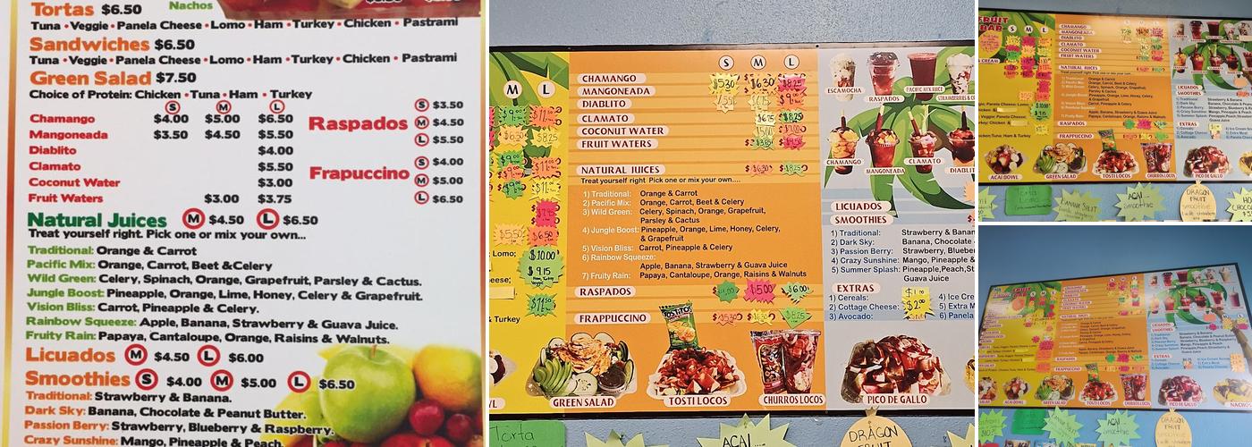 Pacific Fruit Bar Menu