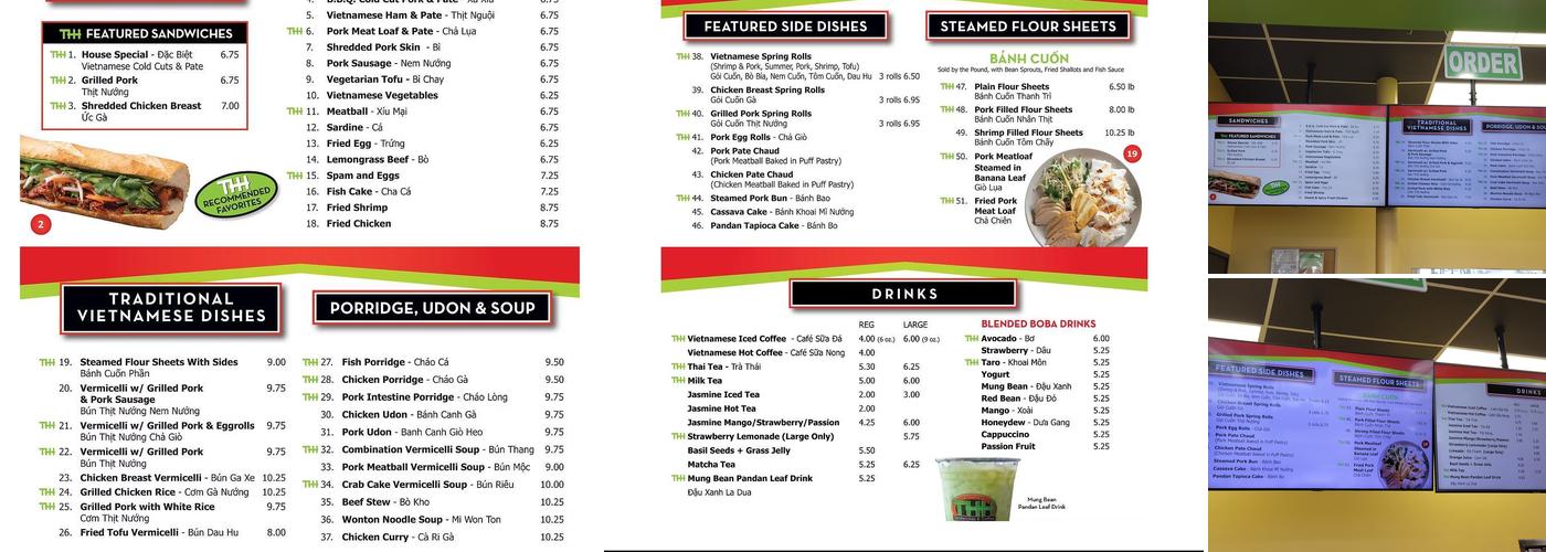 THH Sandwiches Menu