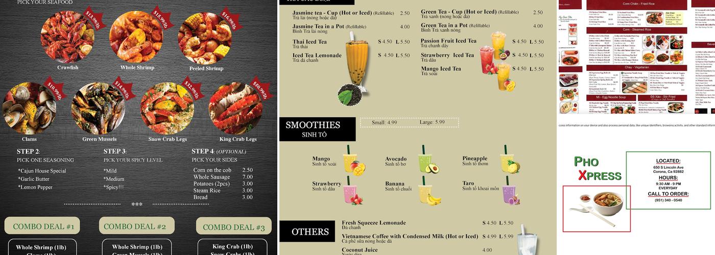 Pho Rex Menu
