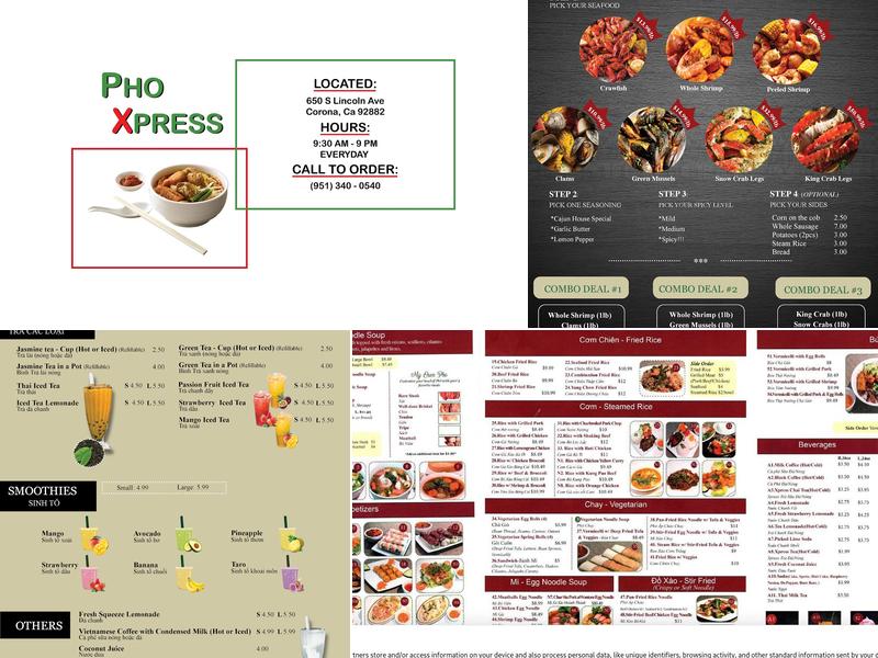 Pho Rex Menu