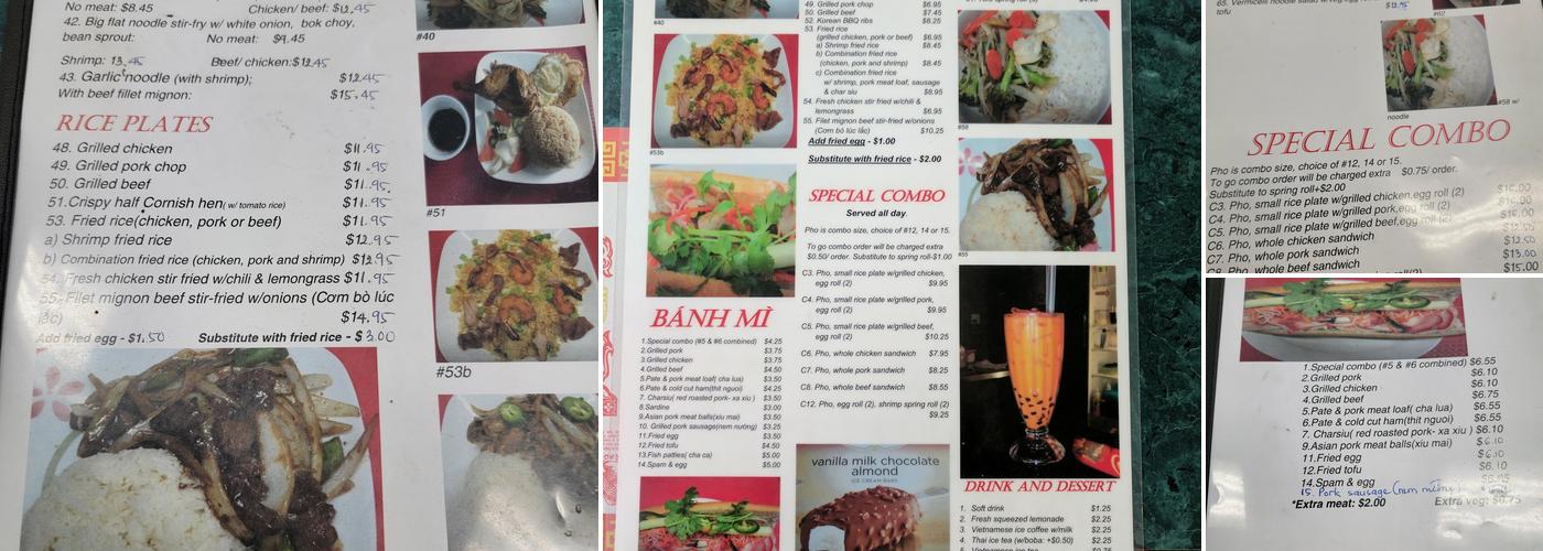 Pho & Banh Mi VN Dish Menu