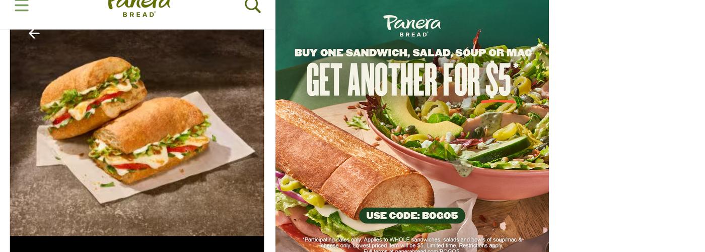 Panera Bread Menu