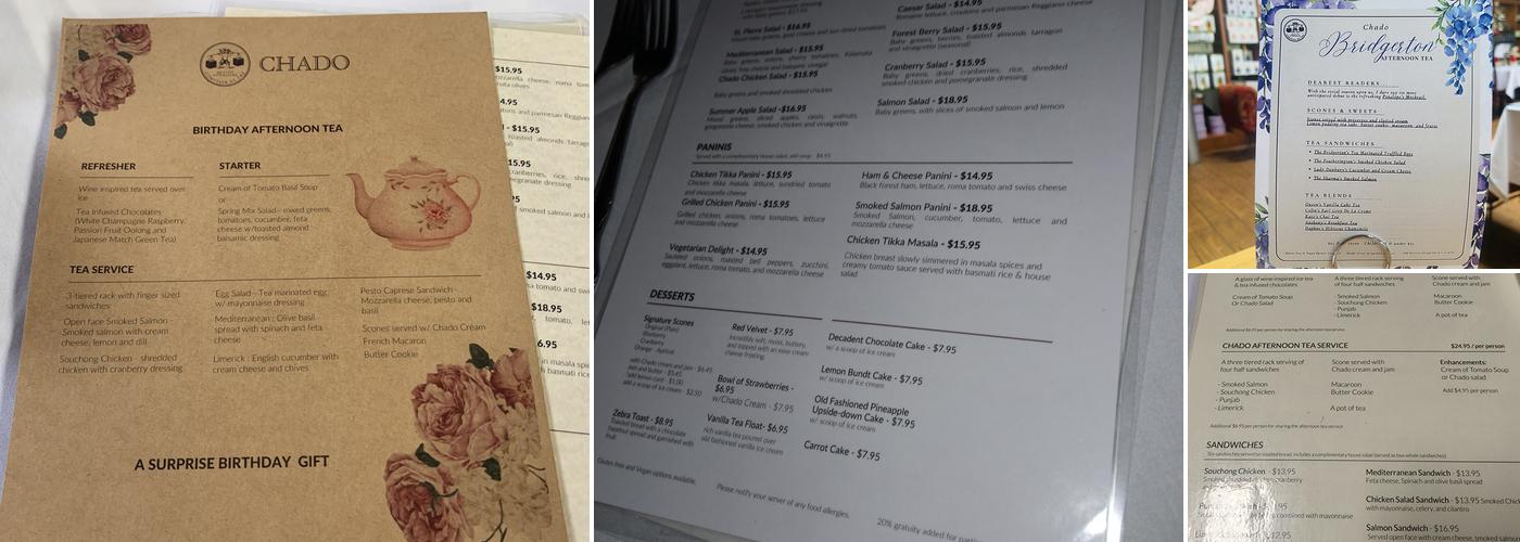 Chado Tea Room Menu
