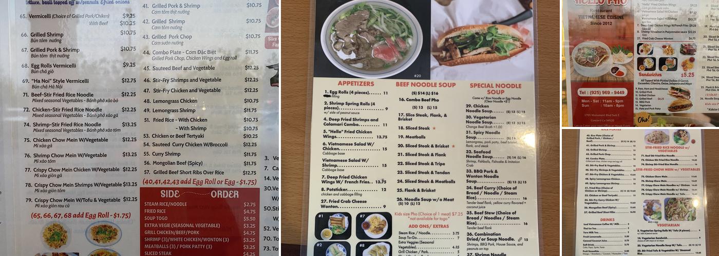 Hello Pho Menu