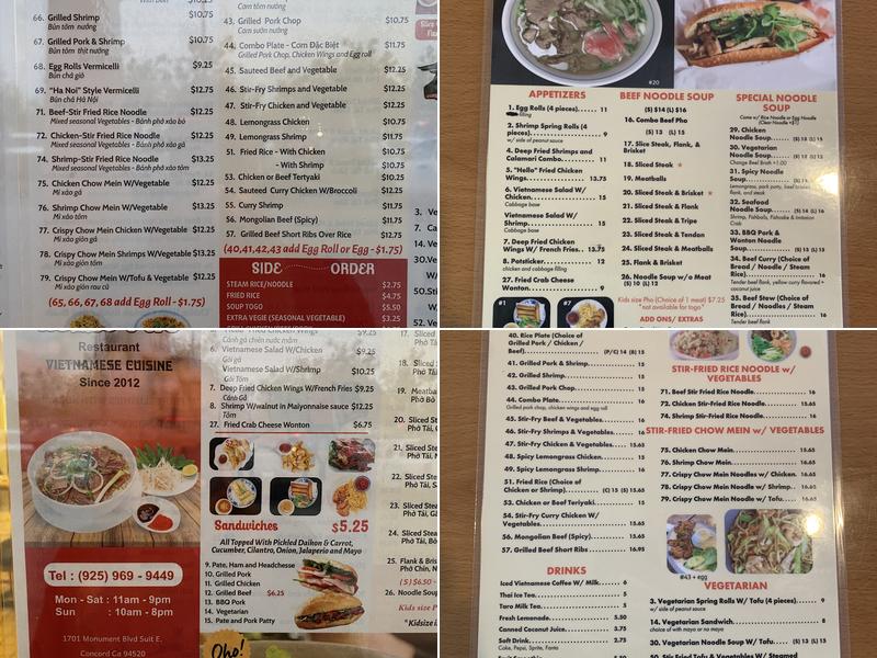 Hello Pho Menu