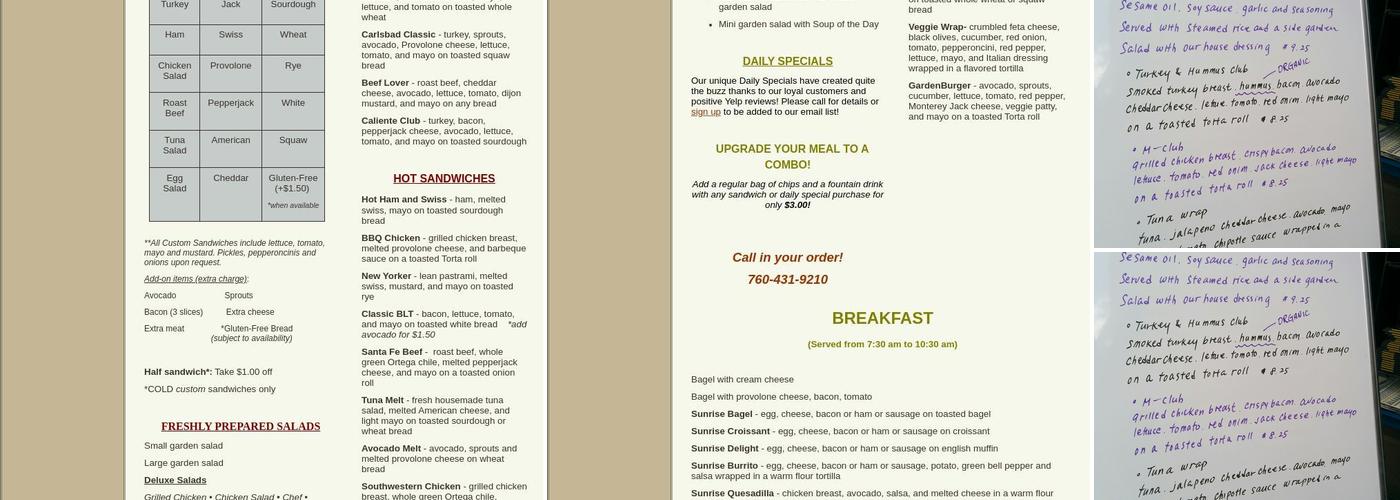 Campus Cafe Menu