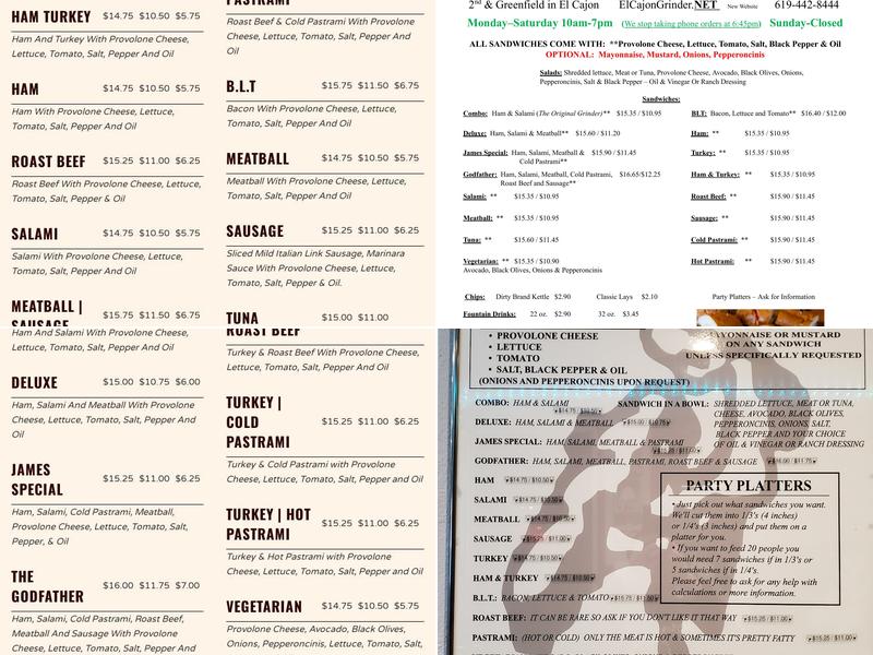 The Grinder Menu